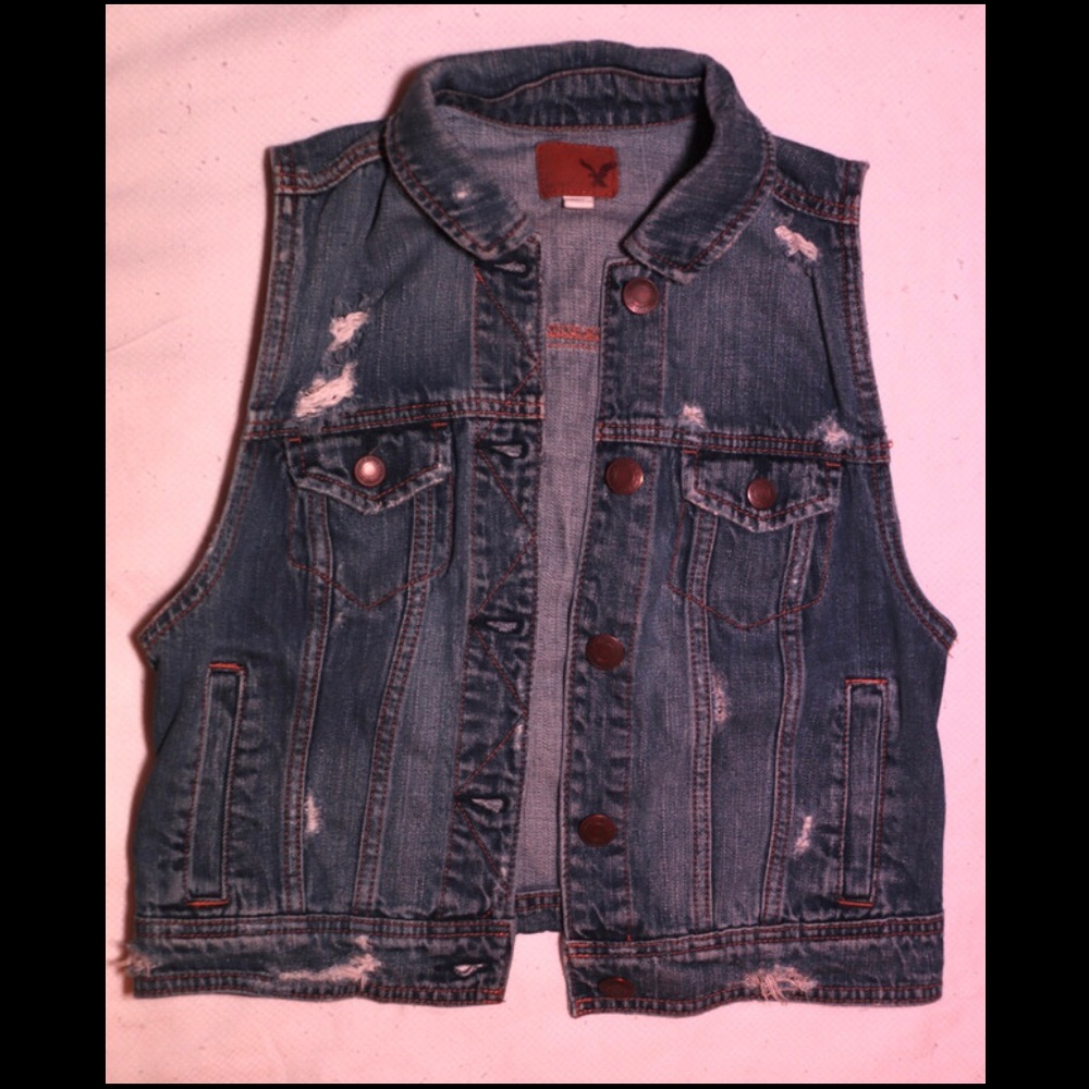 American Eagle Outfitters Distressed Denim Vest
